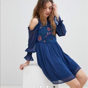 Glamorous Petite Smock Dress w/ Cold Shoulder